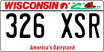 WI license plate 326XSR
