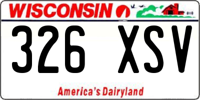 WI license plate 326XSV