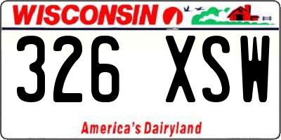 WI license plate 326XSW
