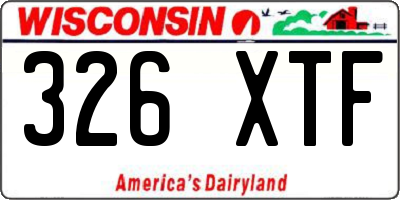 WI license plate 326XTF