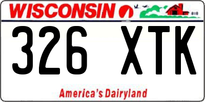 WI license plate 326XTK