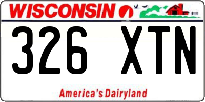 WI license plate 326XTN