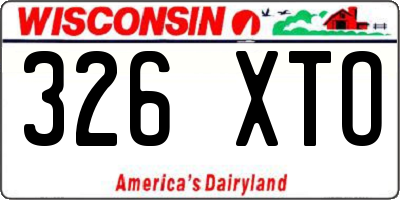 WI license plate 326XTO