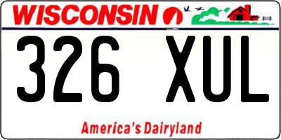 WI license plate 326XUL