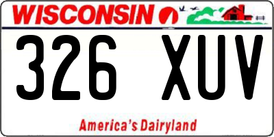 WI license plate 326XUV