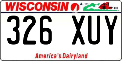 WI license plate 326XUY