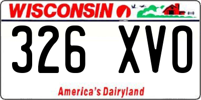 WI license plate 326XVO