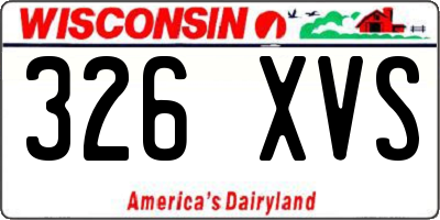 WI license plate 326XVS