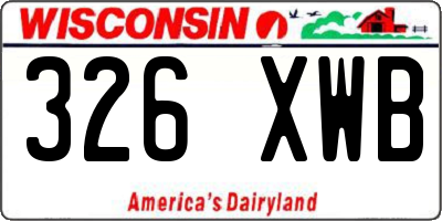 WI license plate 326XWB