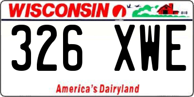 WI license plate 326XWE