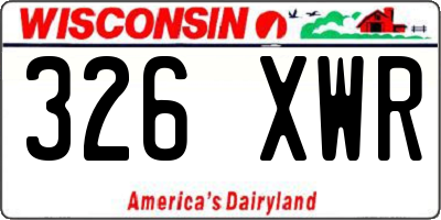 WI license plate 326XWR