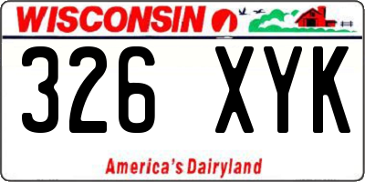 WI license plate 326XYK