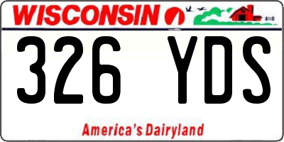 WI license plate 326YDS