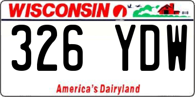 WI license plate 326YDW