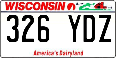 WI license plate 326YDZ
