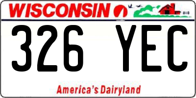 WI license plate 326YEC