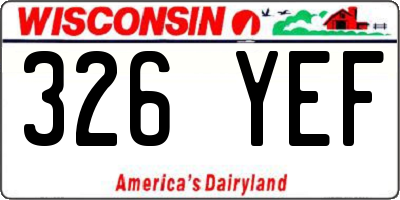 WI license plate 326YEF