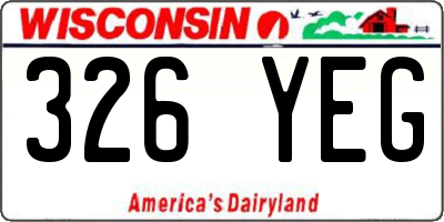 WI license plate 326YEG