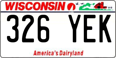 WI license plate 326YEK