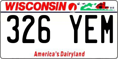 WI license plate 326YEM