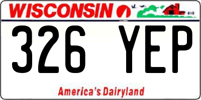 WI license plate 326YEP