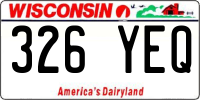 WI license plate 326YEQ