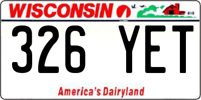 WI license plate 326YET