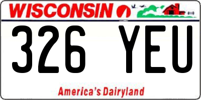 WI license plate 326YEU