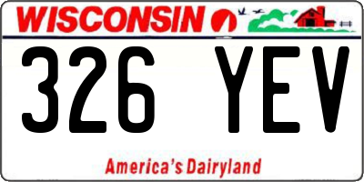 WI license plate 326YEV
