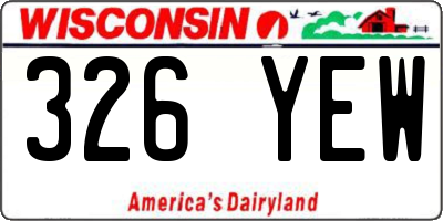 WI license plate 326YEW