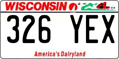 WI license plate 326YEX