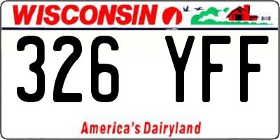WI license plate 326YFF