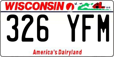 WI license plate 326YFM