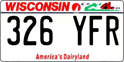 WI license plate 326YFR