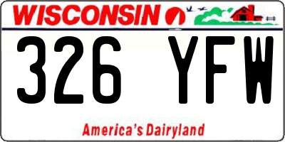 WI license plate 326YFW