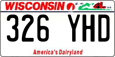 WI license plate 326YHD