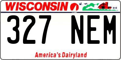 WI license plate 327NEM