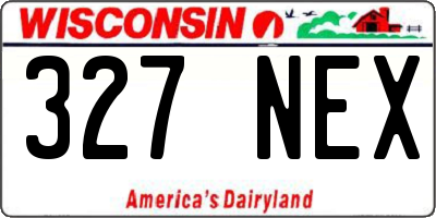 WI license plate 327NEX