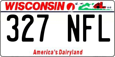 WI license plate 327NFL