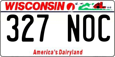 WI license plate 327NOC