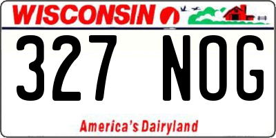 WI license plate 327NOG