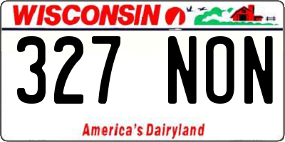 WI license plate 327NON