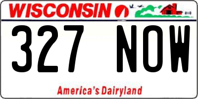 WI license plate 327NOW