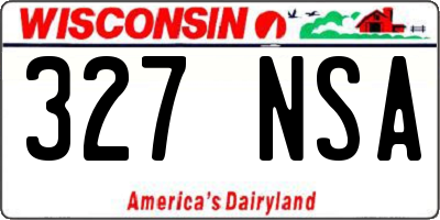 WI license plate 327NSA