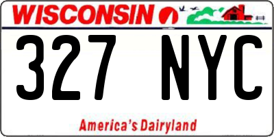 WI license plate 327NYC