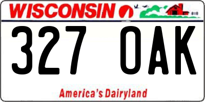WI license plate 327OAK