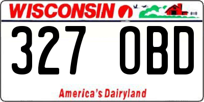 WI license plate 327OBD