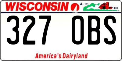 WI license plate 327OBS