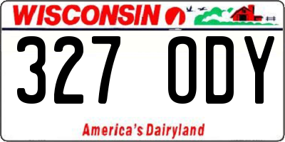 WI license plate 327ODY