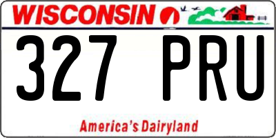 WI license plate 327PRU